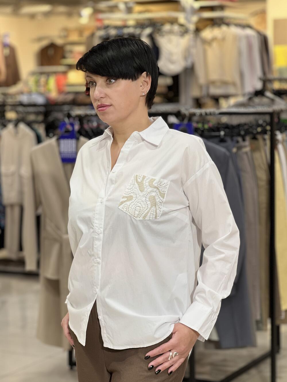 Сорочка LP 09075 K-CELLI д/р вишита кишеня білий, XS