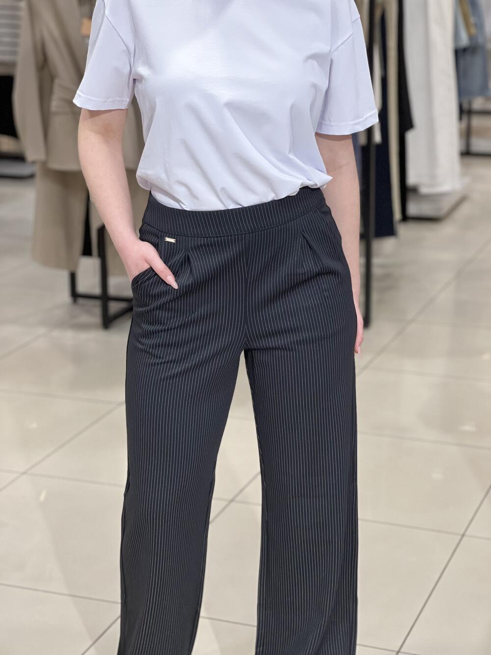 Брюки LR L07001 R-BRI TALL широкі в смужку чорний, XL