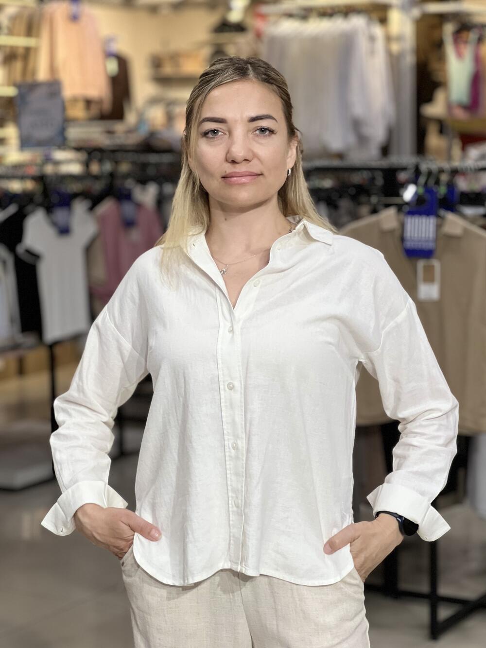 Сорочка LR L09184 K-VEHI д/р льон молочний, XL